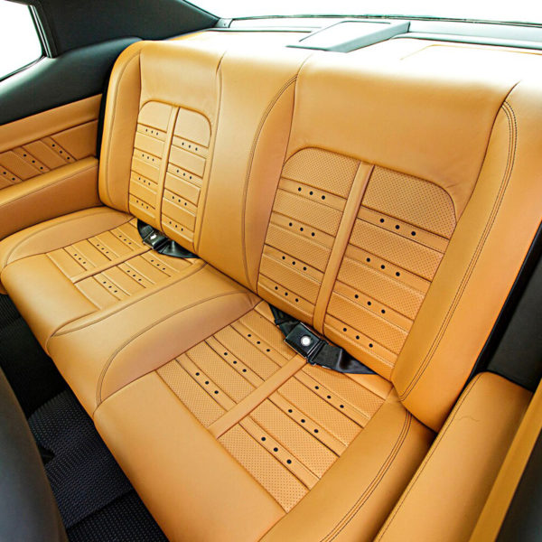 Custom 1970 LS3 Chevelle leather interior back seat built by Goolsby Customs