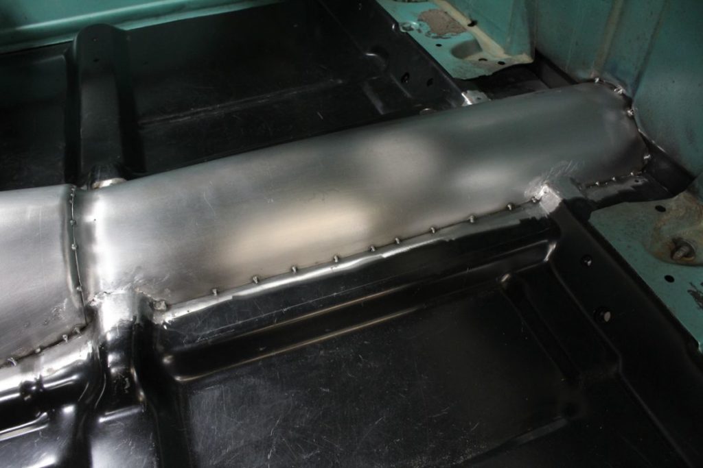 Kenzie's 1968 Chevy C10 hot rod truck transmission tunnel and fabrication
