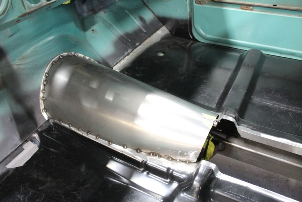 Kenzie's 1968 Chevy C10 hot rod truck transmission tunnel and fabrication