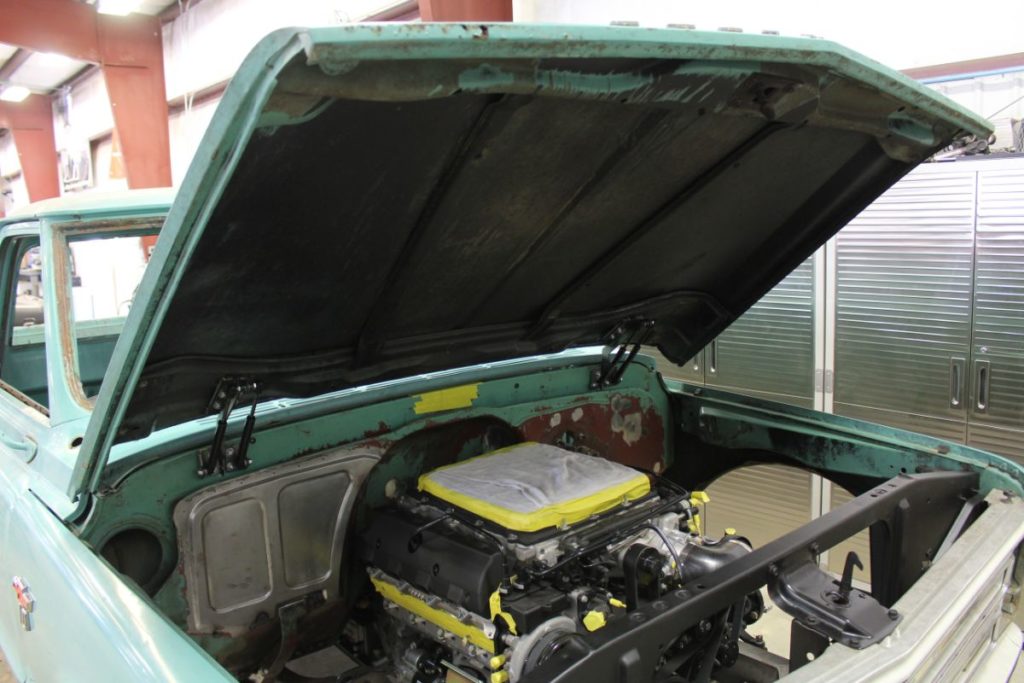 Kenzie's 1968 Chevy C10 hot rod truck hood latch installation and fabrication