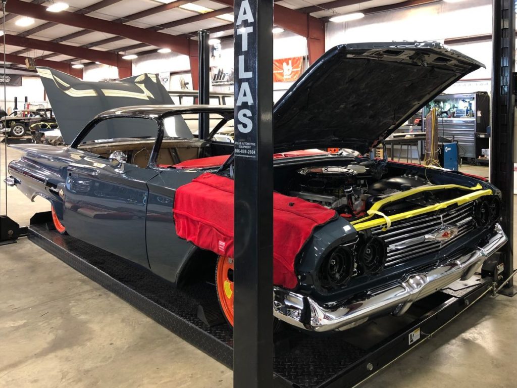 George Poteet's custom 1960 Chevy Impala during final assembly