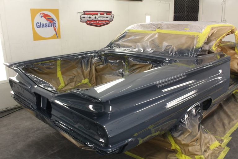 George Poteet's custom 1960 Chevy Impala in the paint booth