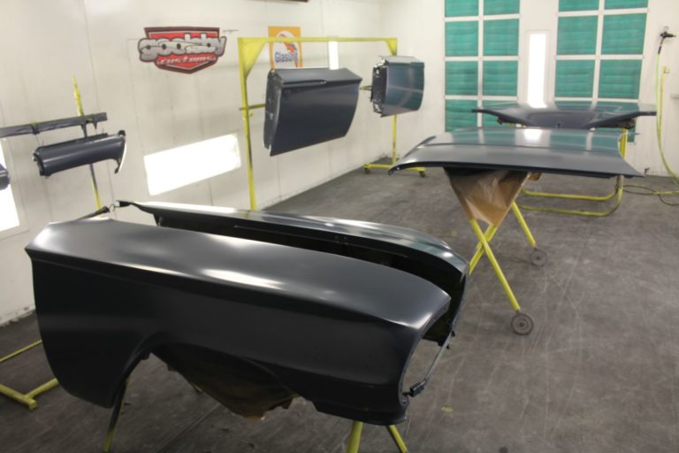 George Poteet's custom 1960 Chevy Impala in the paint booth