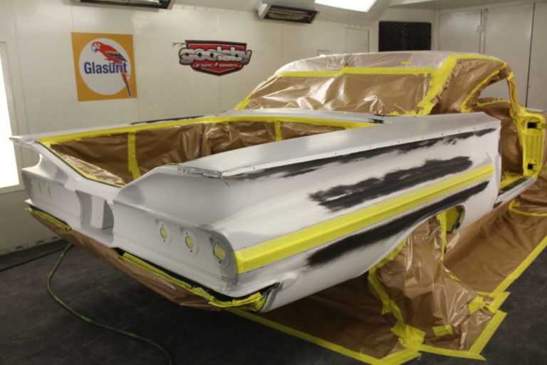 George Poteet's custom 1960 Chevy Impala in the paint booth