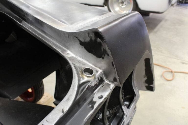 Custom 1969 Fastback Mustang with supercharged coyote engine rear end fabrication