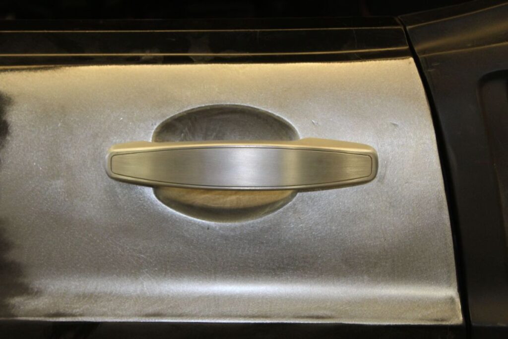 Custom 1969 Fastback Mustang with supercharged coyote engine door handle fabrication