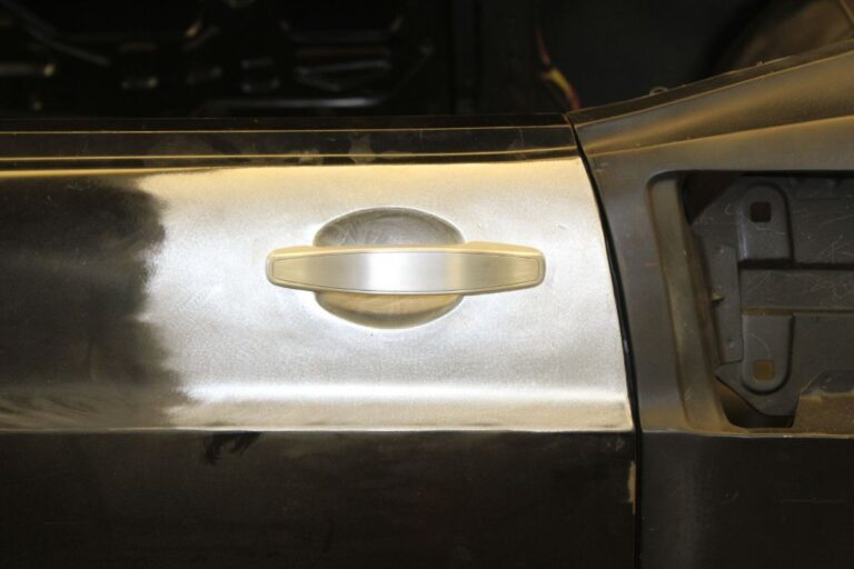 Custom 1969 Fastback Mustang with supercharged coyote engine door handle fabrication