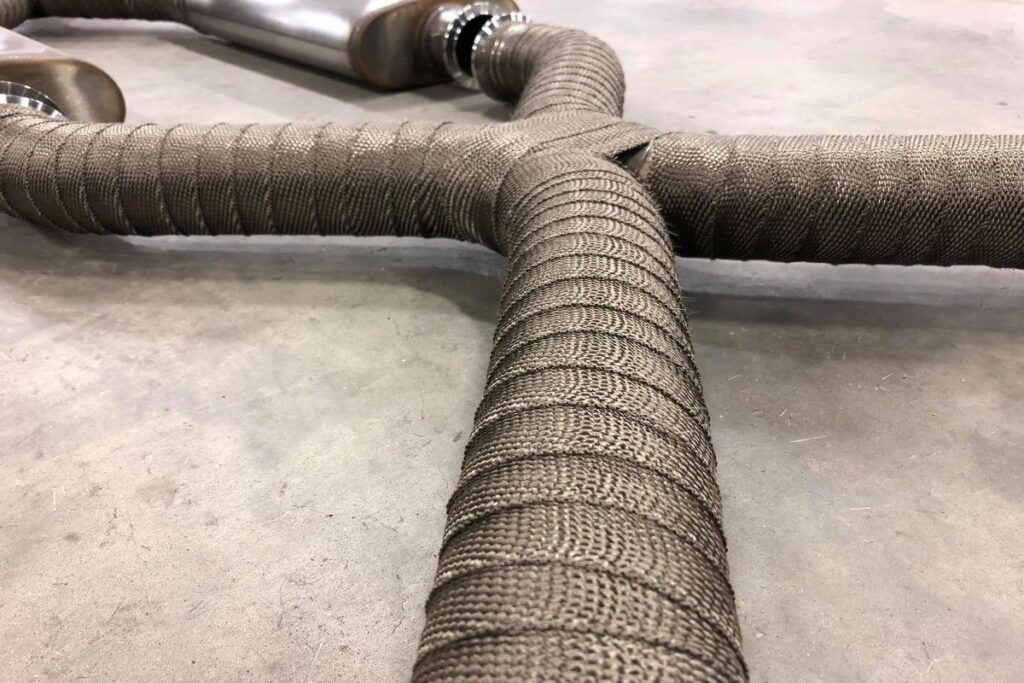 Custom LT4 1968 Chevy C10 Hot Rod Truck DEI Heat wrap on Magnaflow double x pipe exhaust