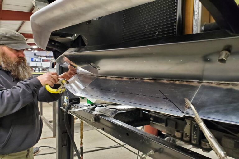 Custom supercharged 1969 Fastback Mustang Front Spoiler fabrication