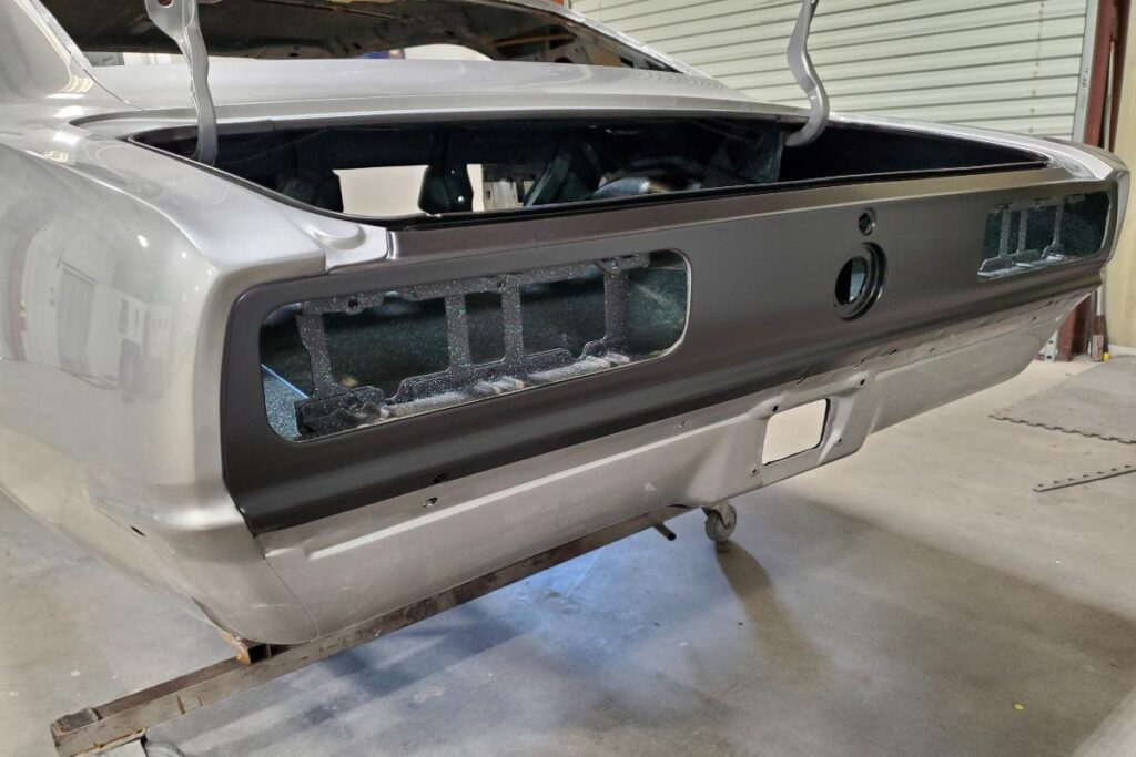 Custom LT4 1967 Camaro Pro Touring street rod in the paint shop