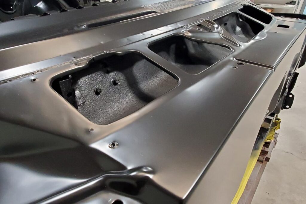 Custom LT4 1967 Camaro Pro Touring street rod in the paint shop