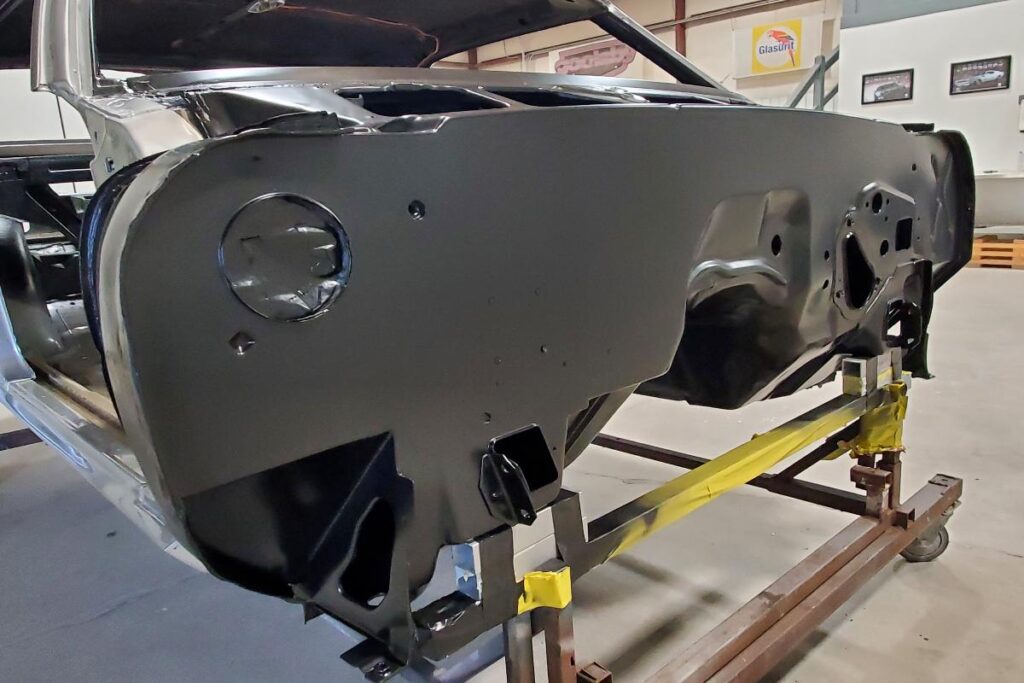 Custom LT4 1967 Camaro Pro Touring street rod in the paint shop