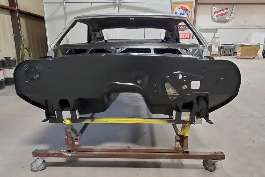 Custom LT4 1967 Camaro Pro Touring street rod in the paint shop