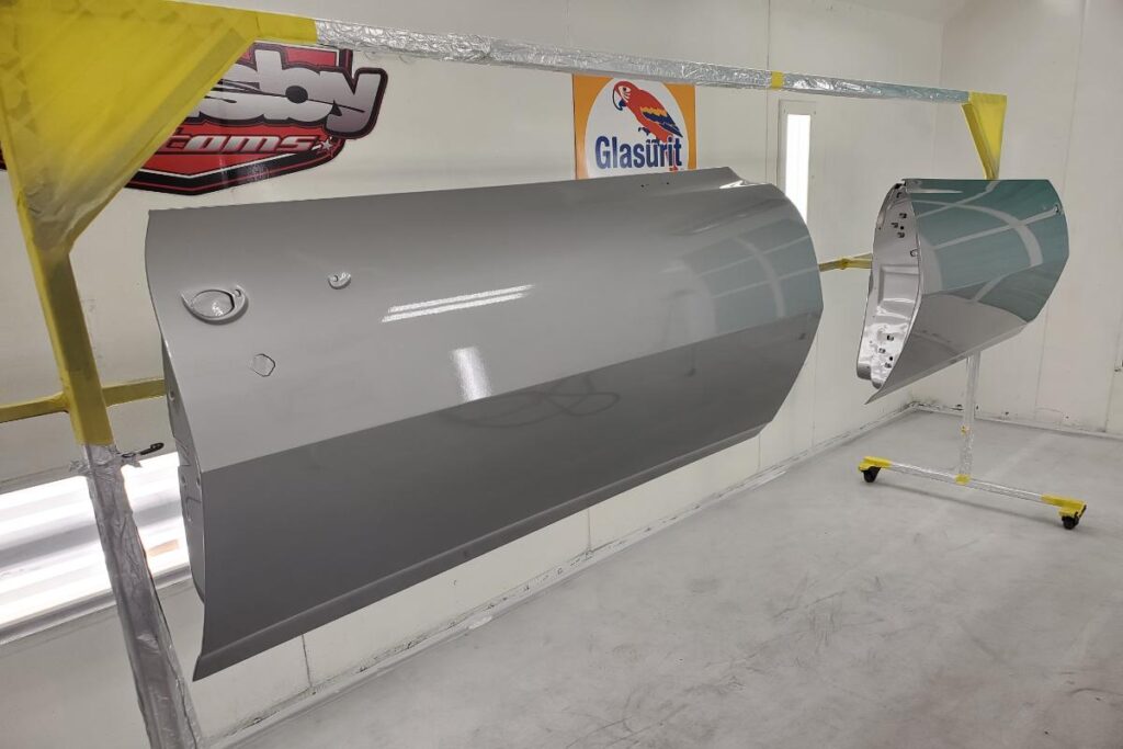 Custom LT4 1967 Camaro Pro Touring street rod in the paint shop