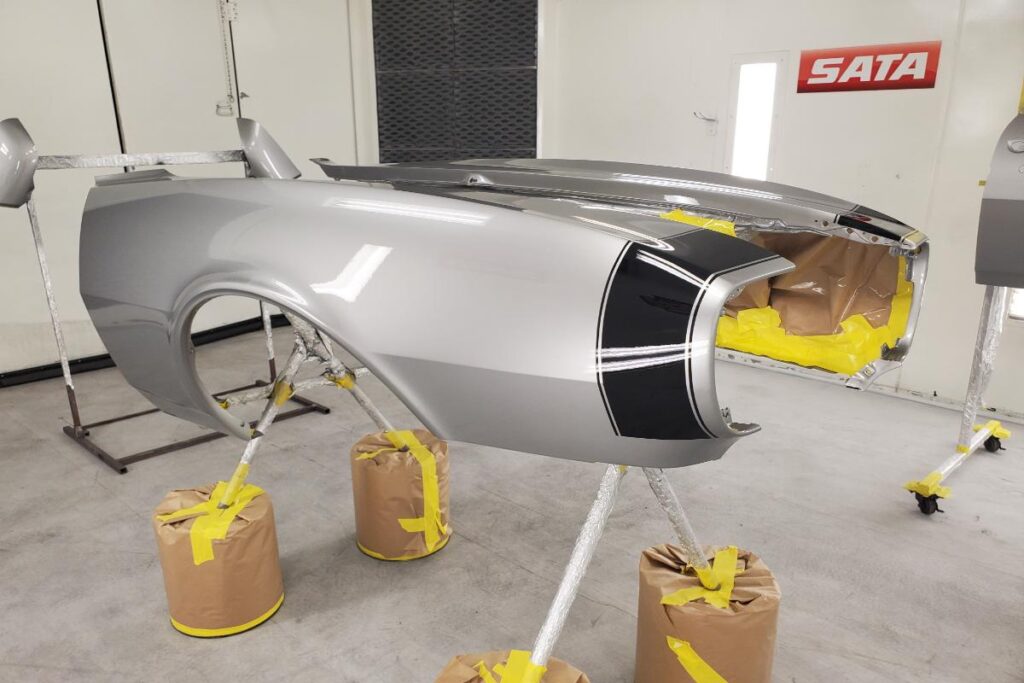 Custom LT4 1967 Camaro Pro Touring street rod in the paint shop