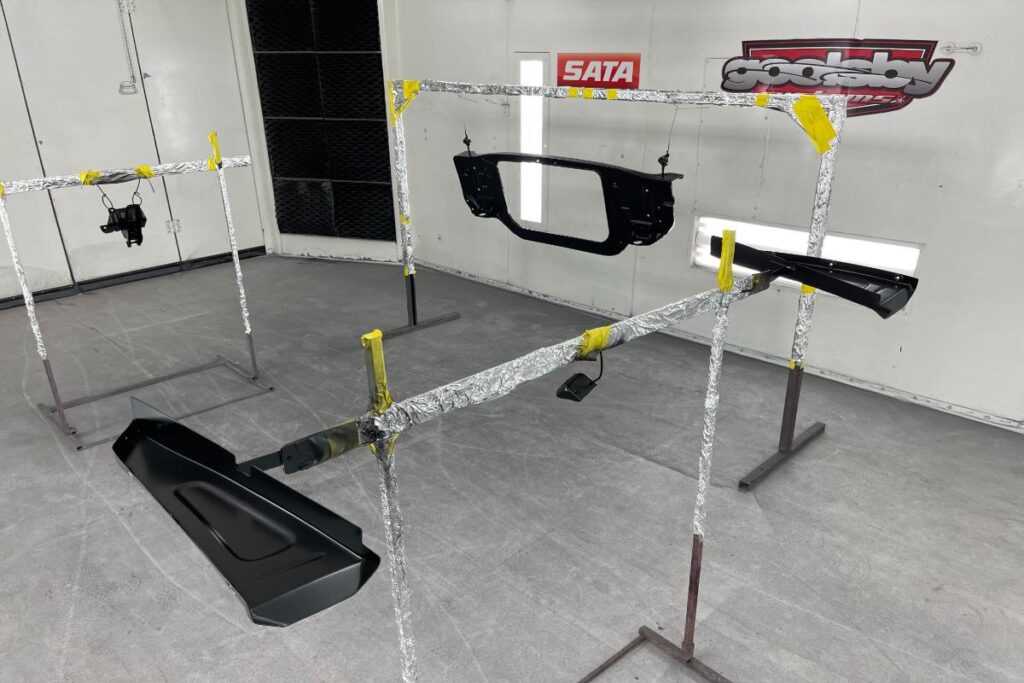 Custom LT4 1967 Camaro Pro Touring street rod in the paint shop