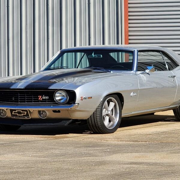 Silver 1969 Z28 Camaro Supercharged LT4 protouring restomod classic muscle car