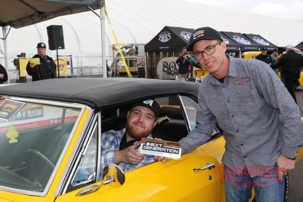 Goodguys 2025 Goolsby Customs Next Generation finalist Ryan Schluter with Jonathan Goolsby